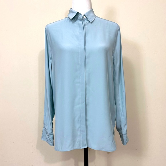 EUC FLAWLESS rag & bone Pure Silk Hidden Buttons Up Long Sleeves Shirt Top S/M - Picture 8 of 15